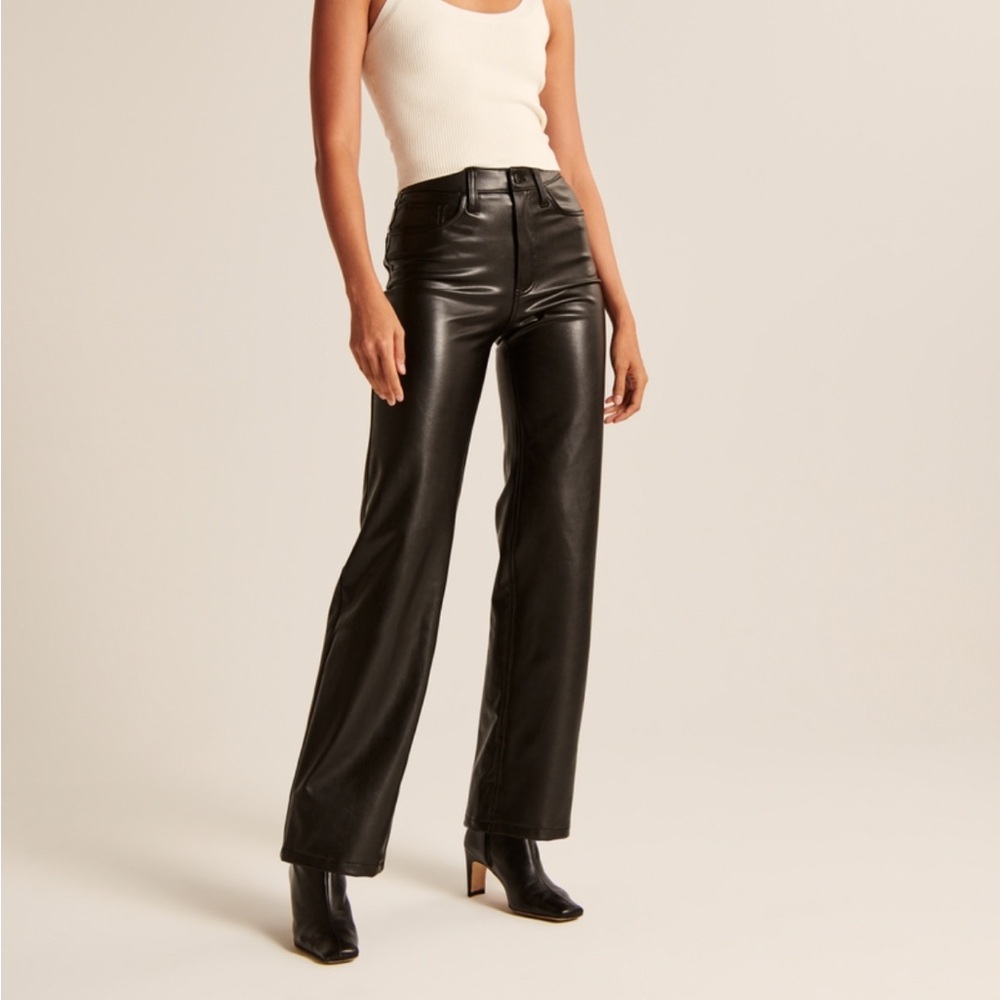 Abercrombie & Fitch Black Vegan Leather 90s Relaxed Pant